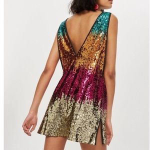 NWT topshop festival sequin rainbow romper size S